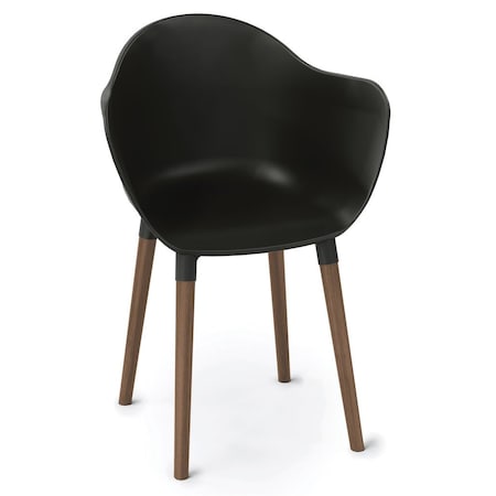 Officesource Allure Collection Plastic Bucket Chair with Light Wood Legs 04AL2AMGPWLBKBK